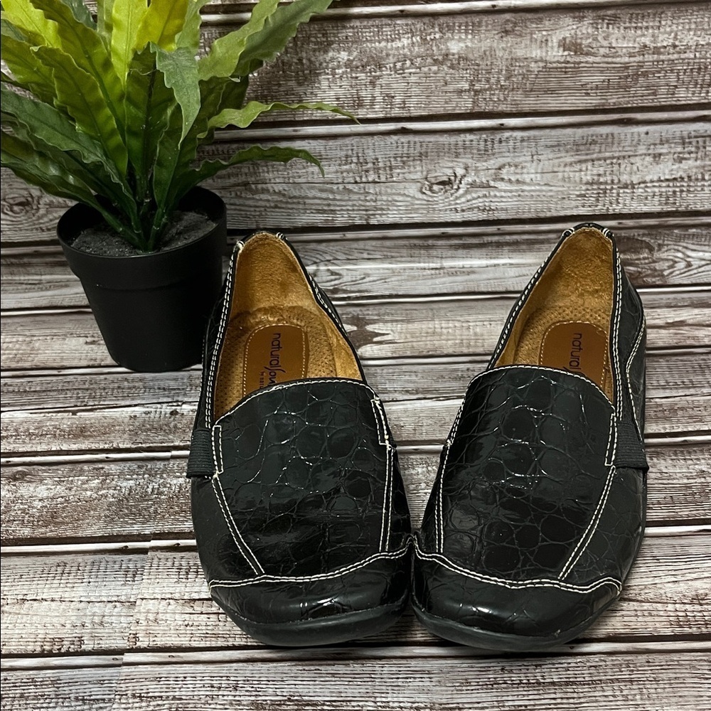 Natural Soul Black Crocodile Pattern Loafers Size 7 - Picture 3 of 8